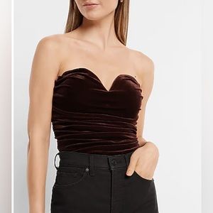 Express Body Contour Velvet Cowl Neck Corset Top (L)